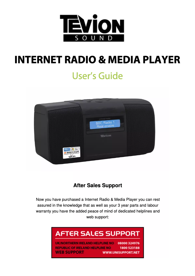 Page 1 of the manual User Manual Tevion Internet Radio
