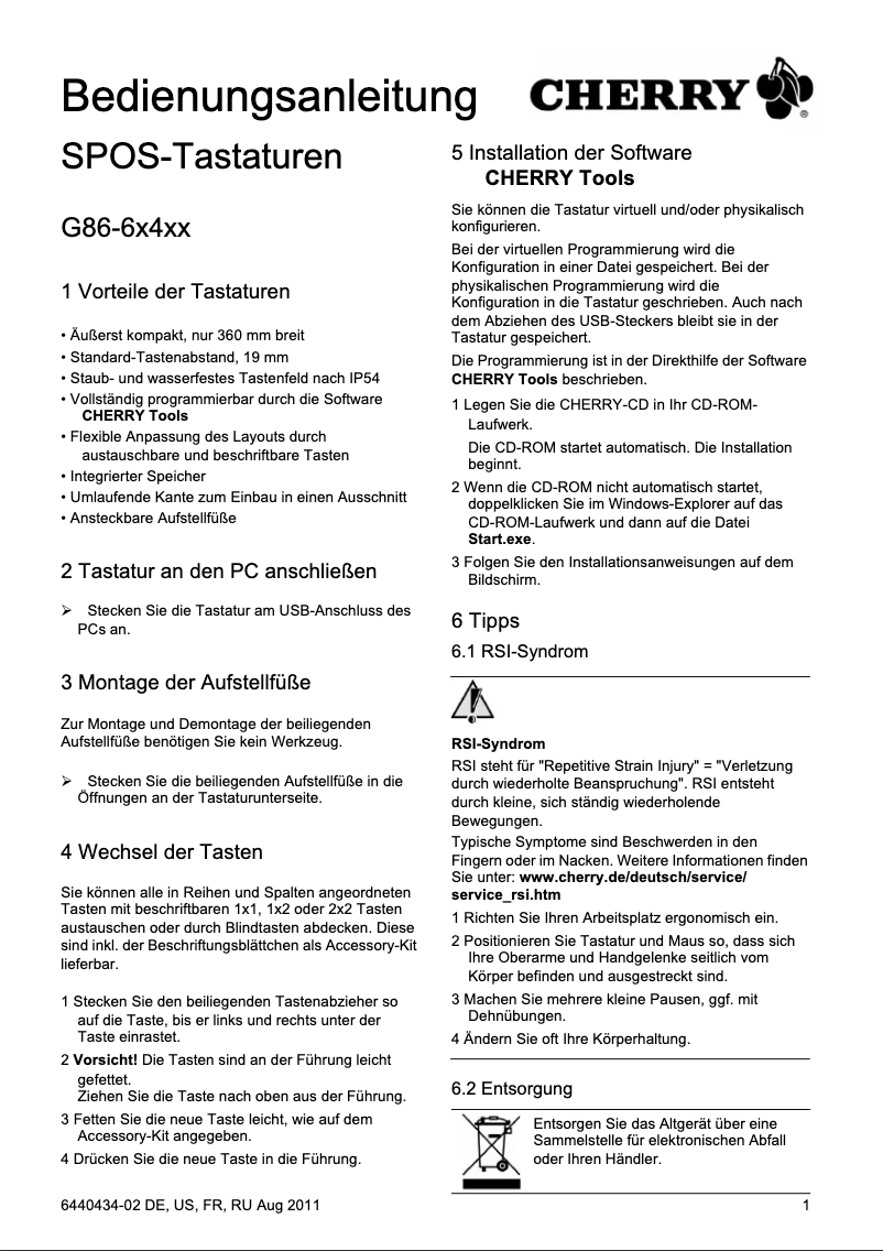 First page image of the manual for SPOS G86-61411