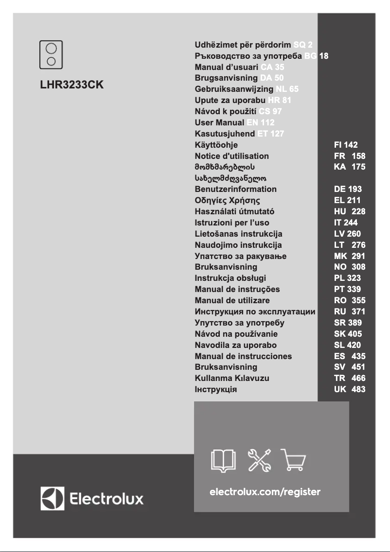 First page image of the manual for LHR3233CK