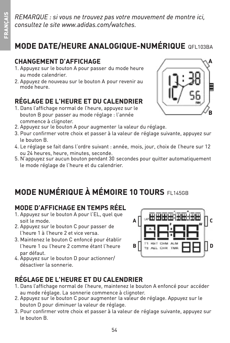 Page 1 of the manual User Manual Adidas QFL103BA