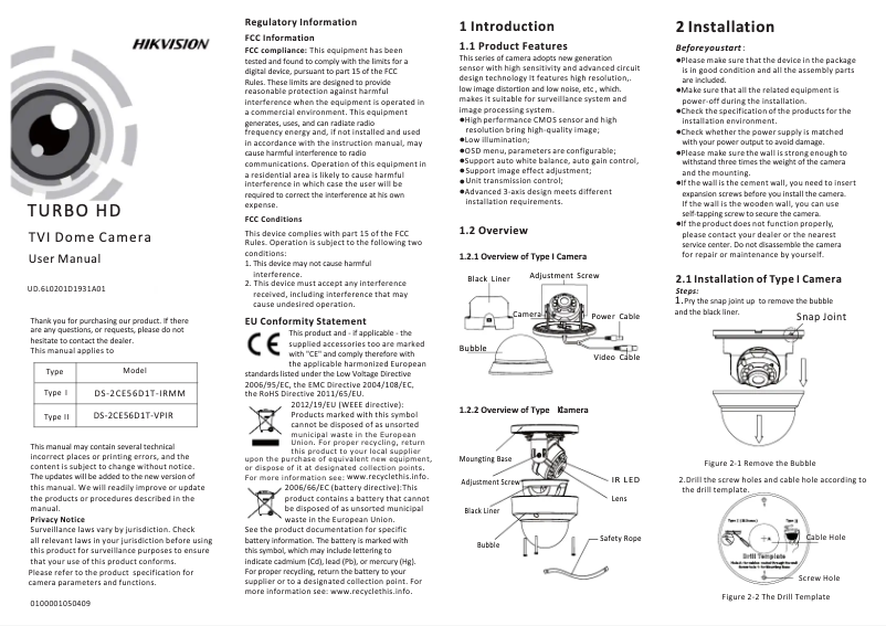 Page 1 of the manual User Manual Hikvision DS-2CE56C0T-VPIR(2.8MM)