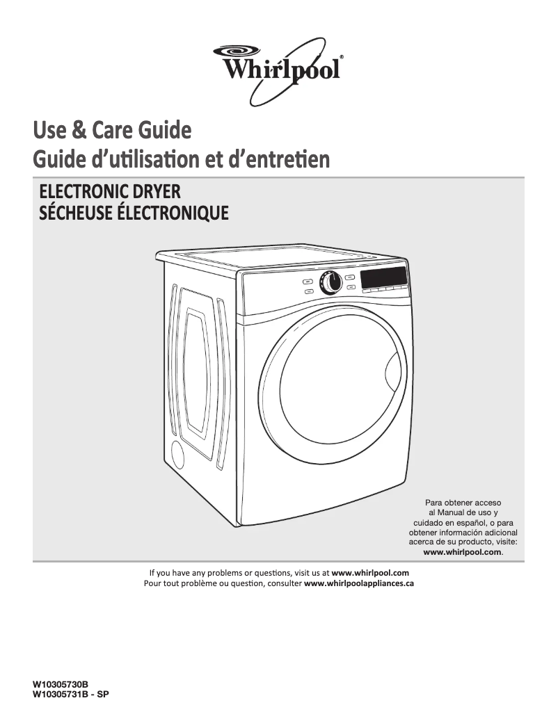 Page 1 of the manual User Manual Whirlpool WED95HEXW
