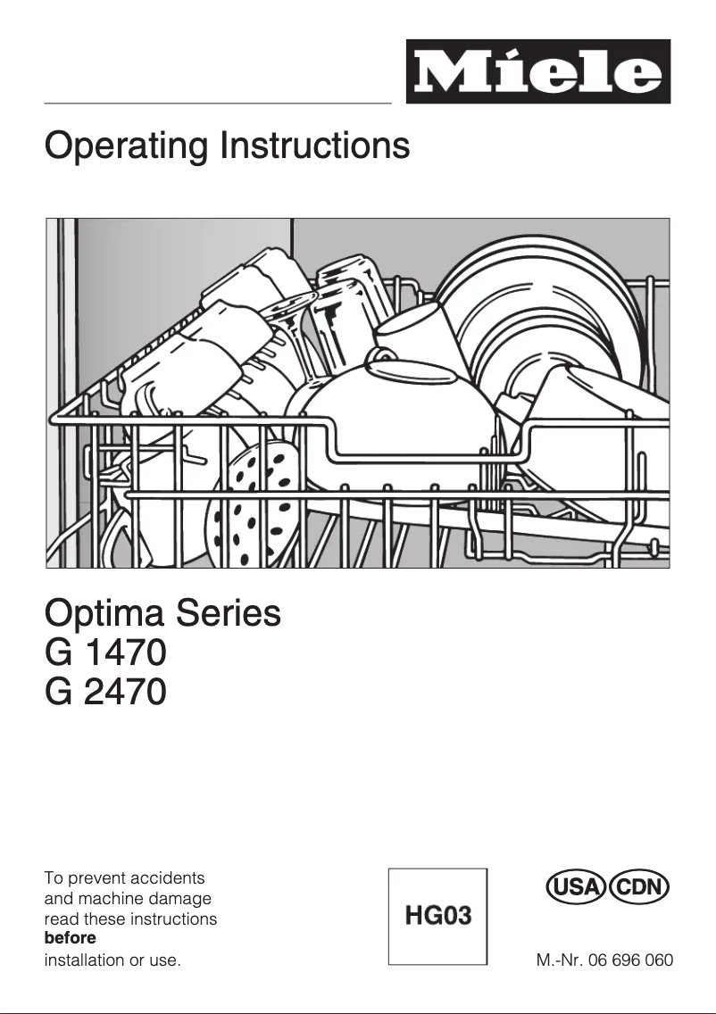 Page 1 of the manual User Manual Miele G 2470 SCVI