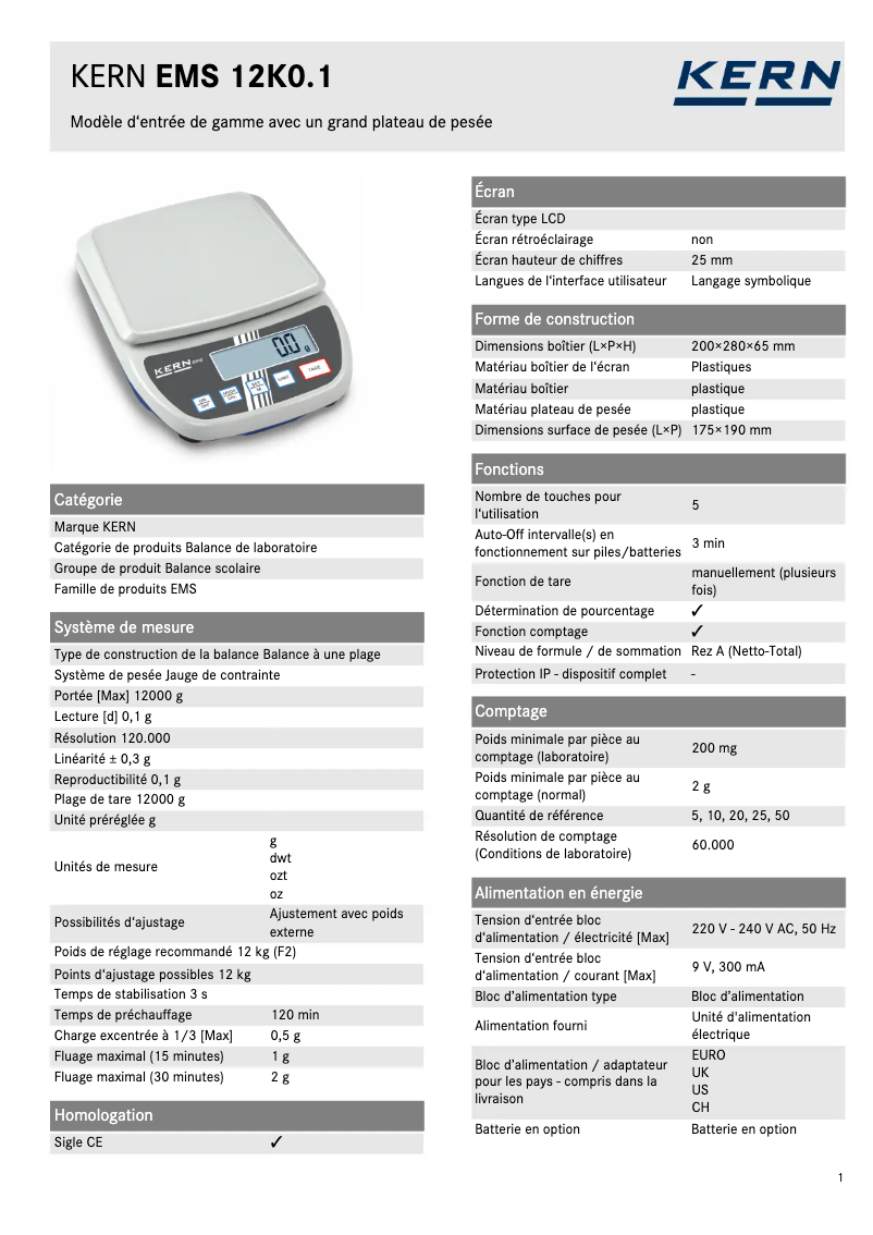 First page image of the manual for EMS 12K0.1