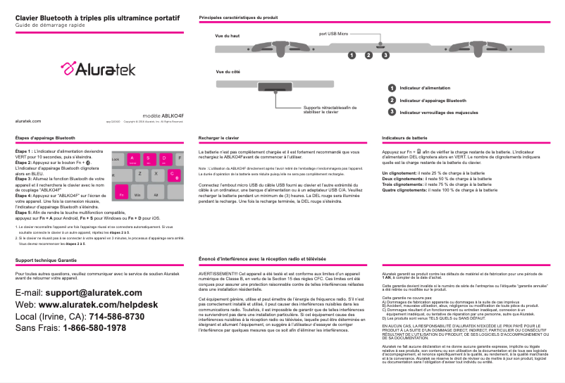 First page image of the manual for ABLKO4F