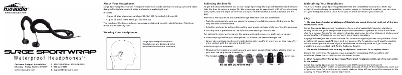 Page 1 of the manual User Manual H2O Audio Surge Sportwrap IEN1-BK