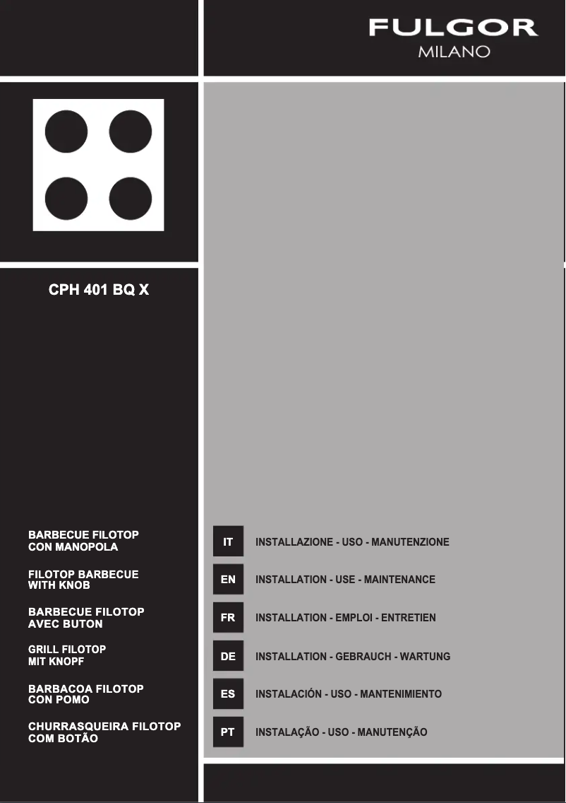 Page 1 of the manual Installation Guide Fulgor Milano CPH 401 BQ X