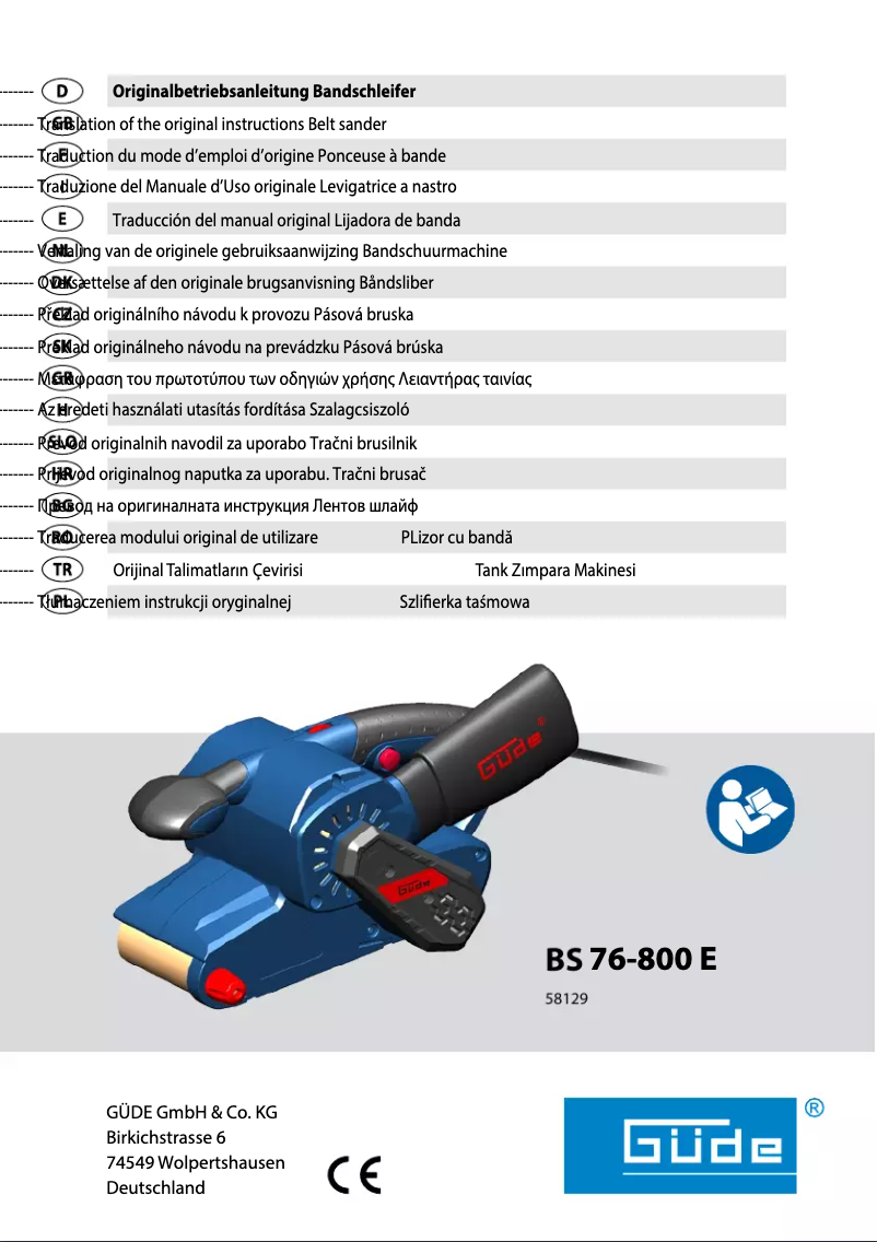 First page image of the manual for BS 76-800 E