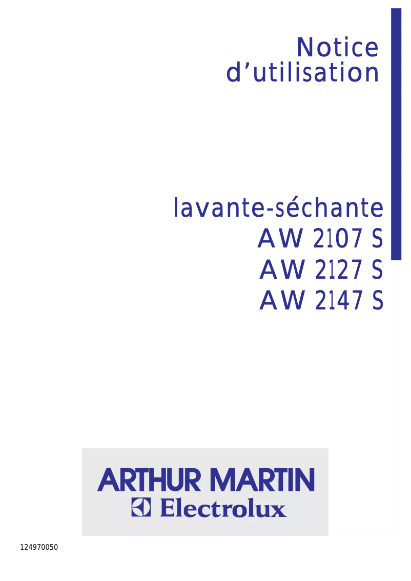 Page 1 of the manual User Manual Arthur Martin-Electrolux AW 2147 S