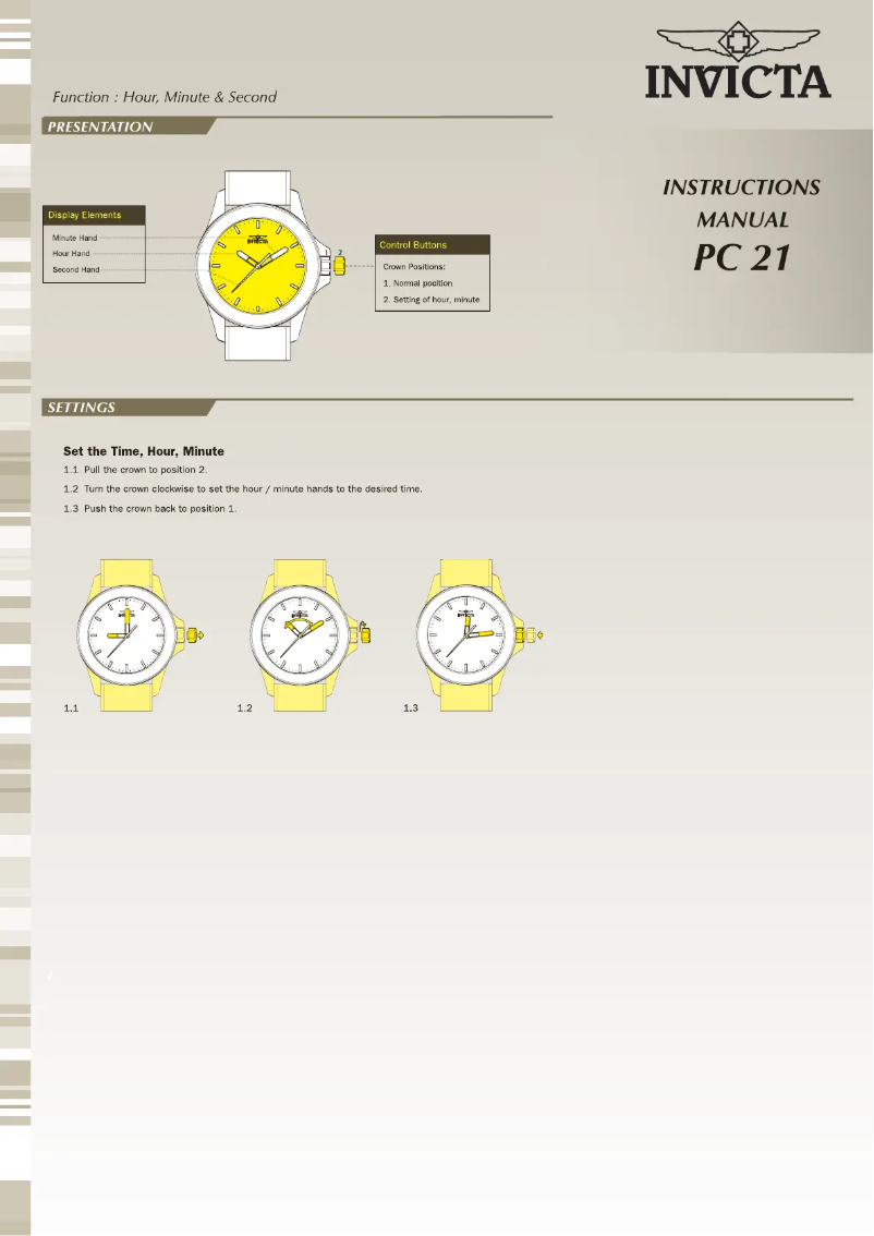 Page 1 of the manual User Manual Invicta Pro Diver 21840
