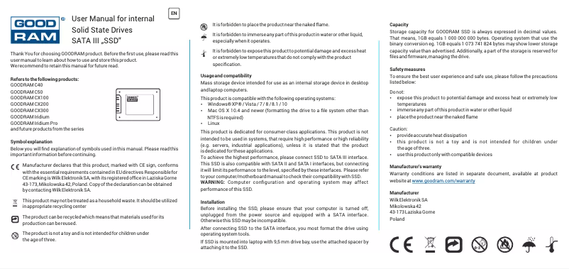 Page 1 of the manual User Manual Goodram CL100