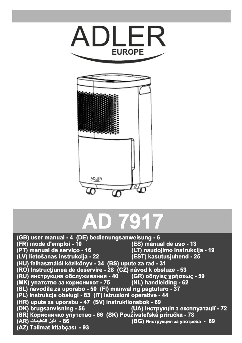 Page 1 of the manual User Manual Adler AD 7917