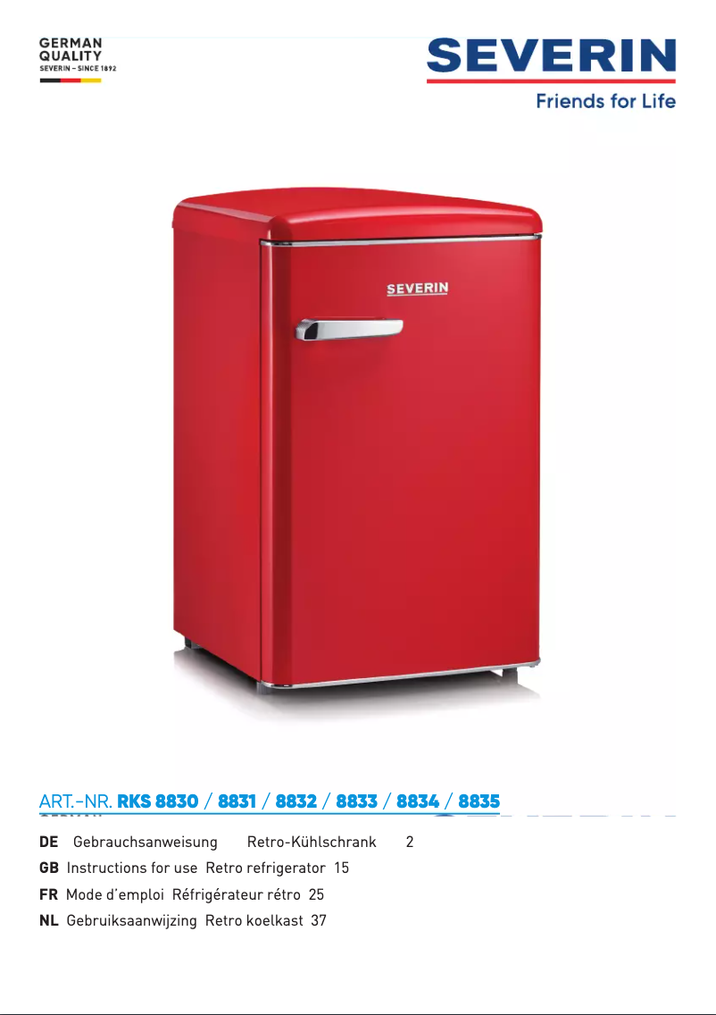 Page 1 of the manual User Manual Severin RKG 8833