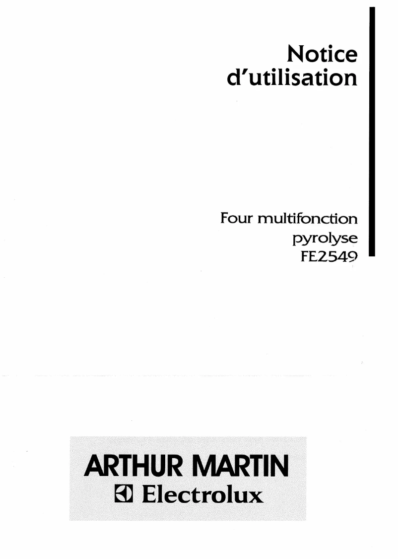 Page 1 of the manual User Manual Arthur Martin-Electrolux FE 2549 N1
