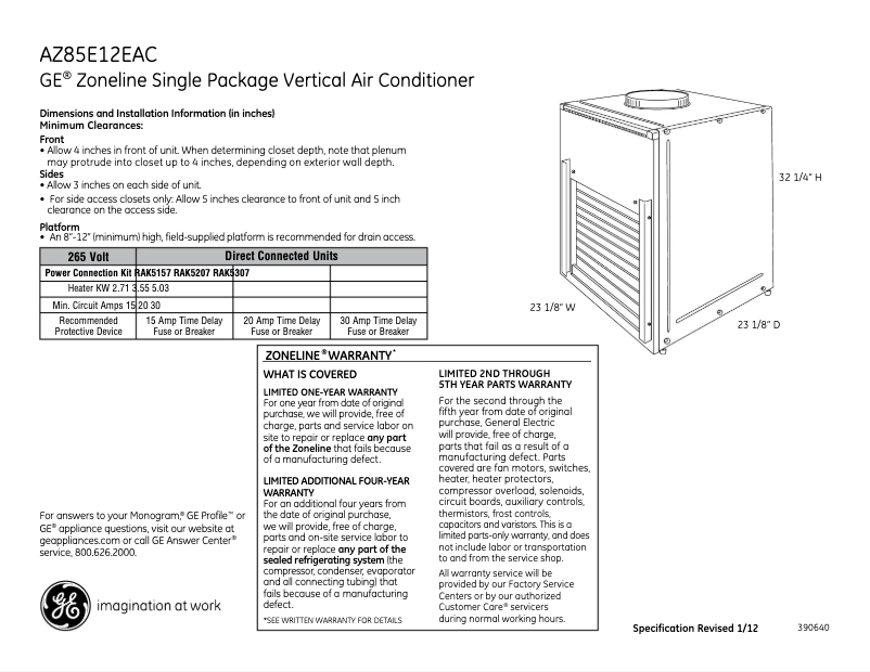 First page image of the manual for AZ85E12EAC Zoneline