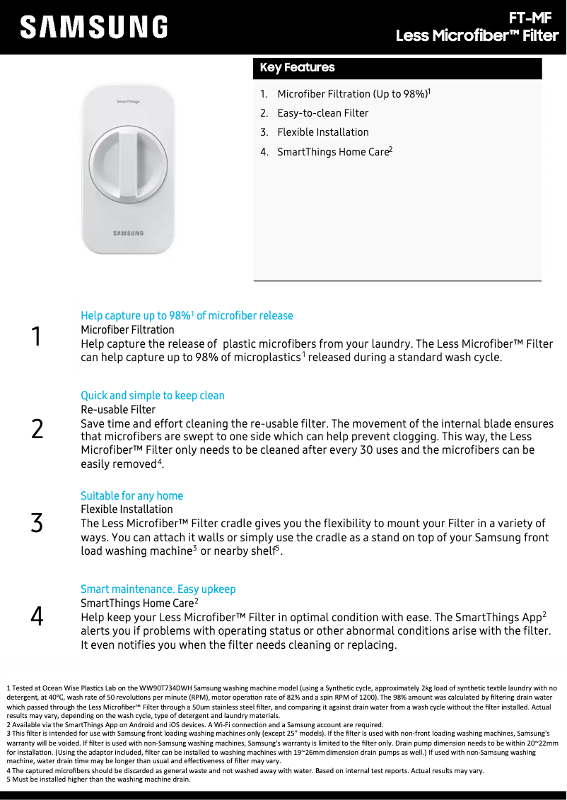 Page 1 of the manual Technical Sheet Samsung FT-MF