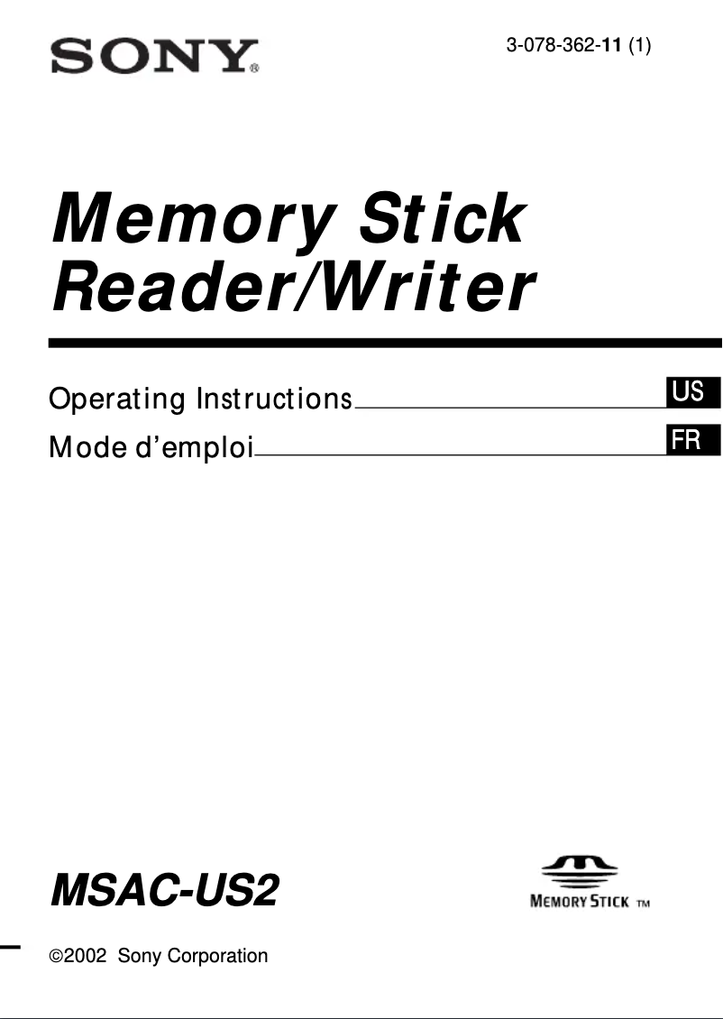 Page 1 of the manual User Manual Sony MSAC-US2