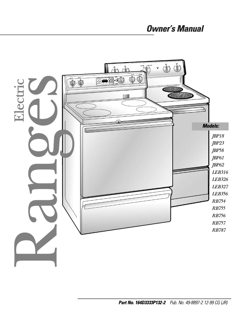 First page image of the manual for JBP58LYWH