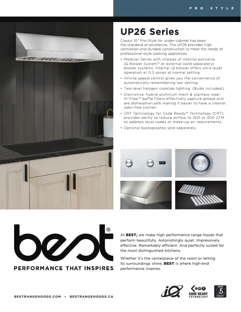 Page 1 of the manual Technical Sheet Best Classico UP26M30SB