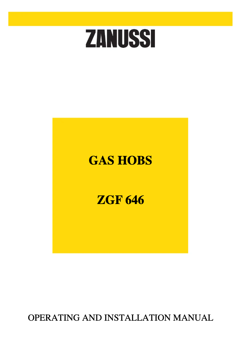 Page 1 of the manual User Manual Zanussi ZGF646ICM