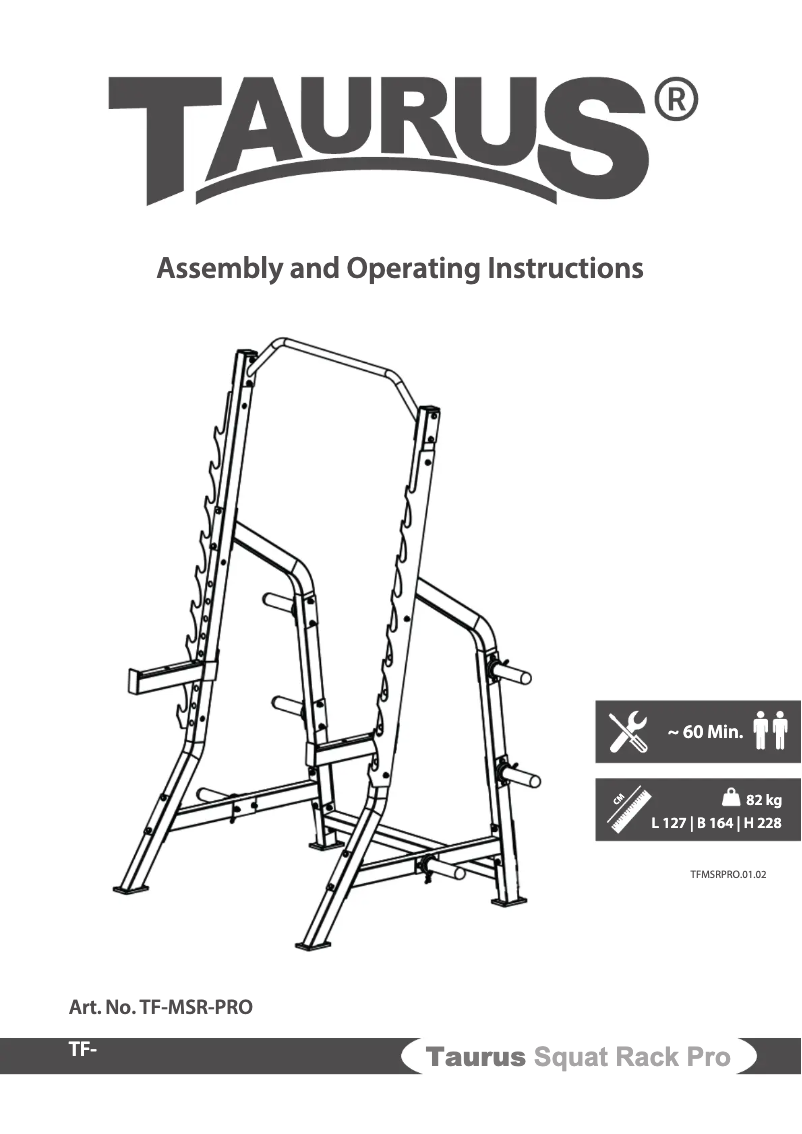 First page image of the manual for Squat Rack Pro