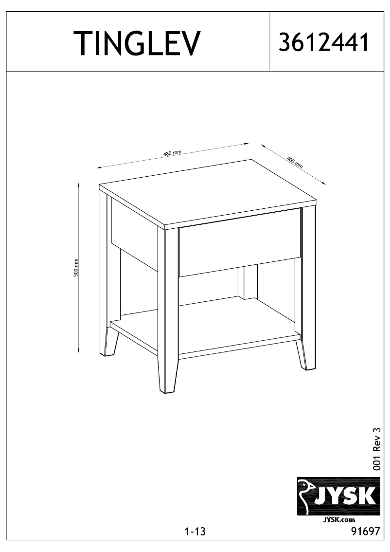 Page 1 of the manual User Manual JYSK TINGLEV