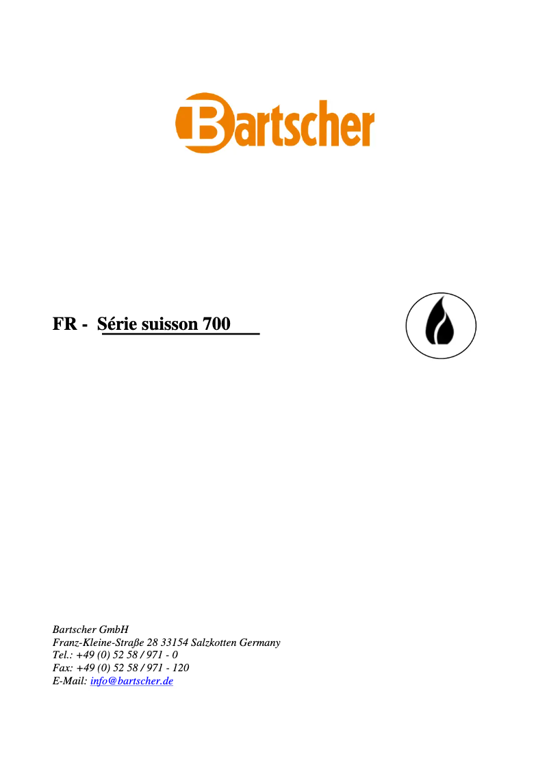 Page 1 of the manual User Manual Bartscher 2851361