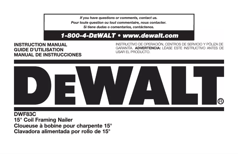 Page 1 of the manual User Manual DeWalt DWF83C