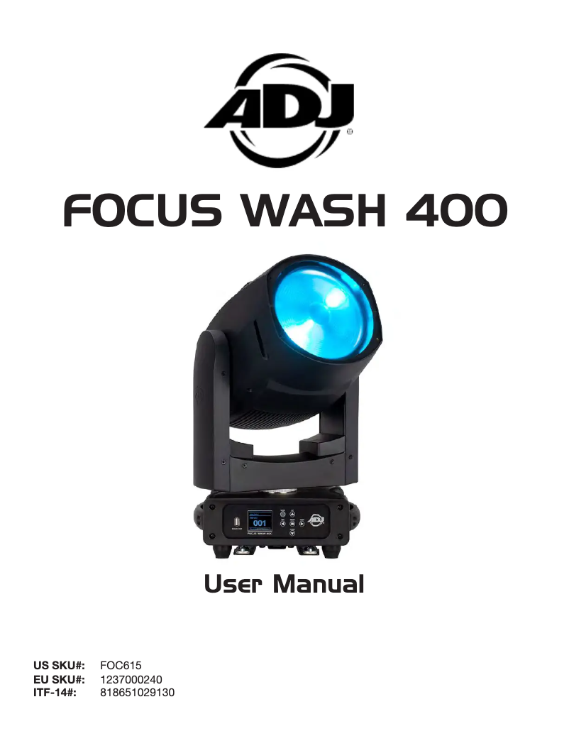 Page 1 of the manual User Manual Adj Focus Wash 400