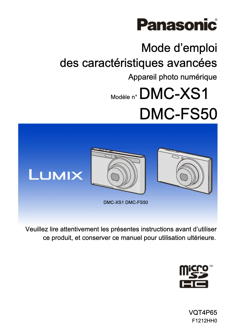 Page 1 of the manual User Manual Panasonic Lumix DMC-S1