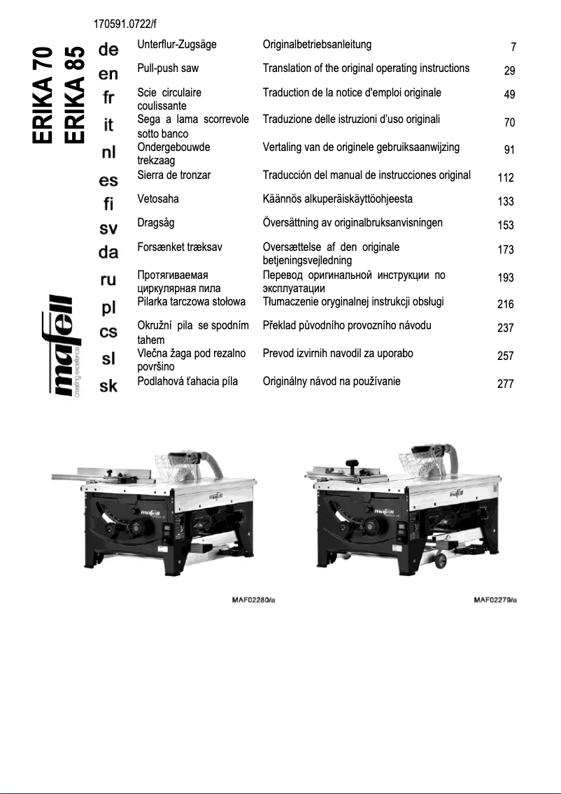 First page image of the manual for Erika 70