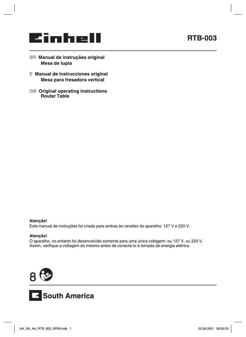 First page image of the manual for RTB-003