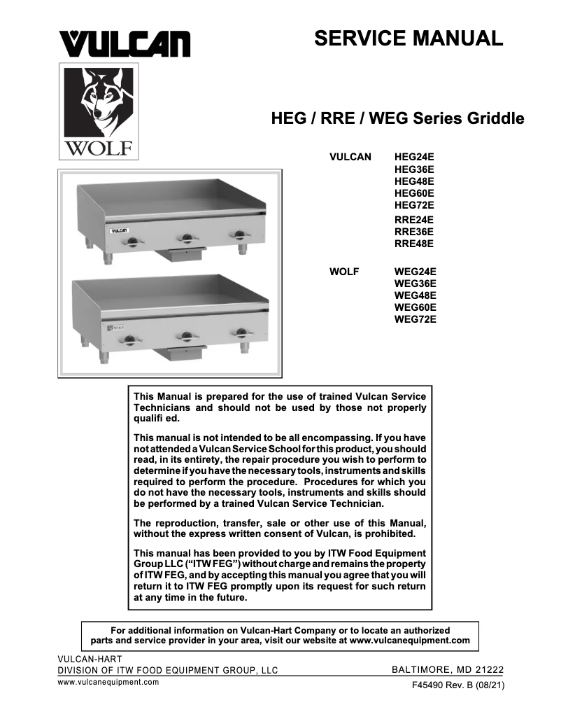 Page 1 of the manual User Manual Vulcan HEG48E