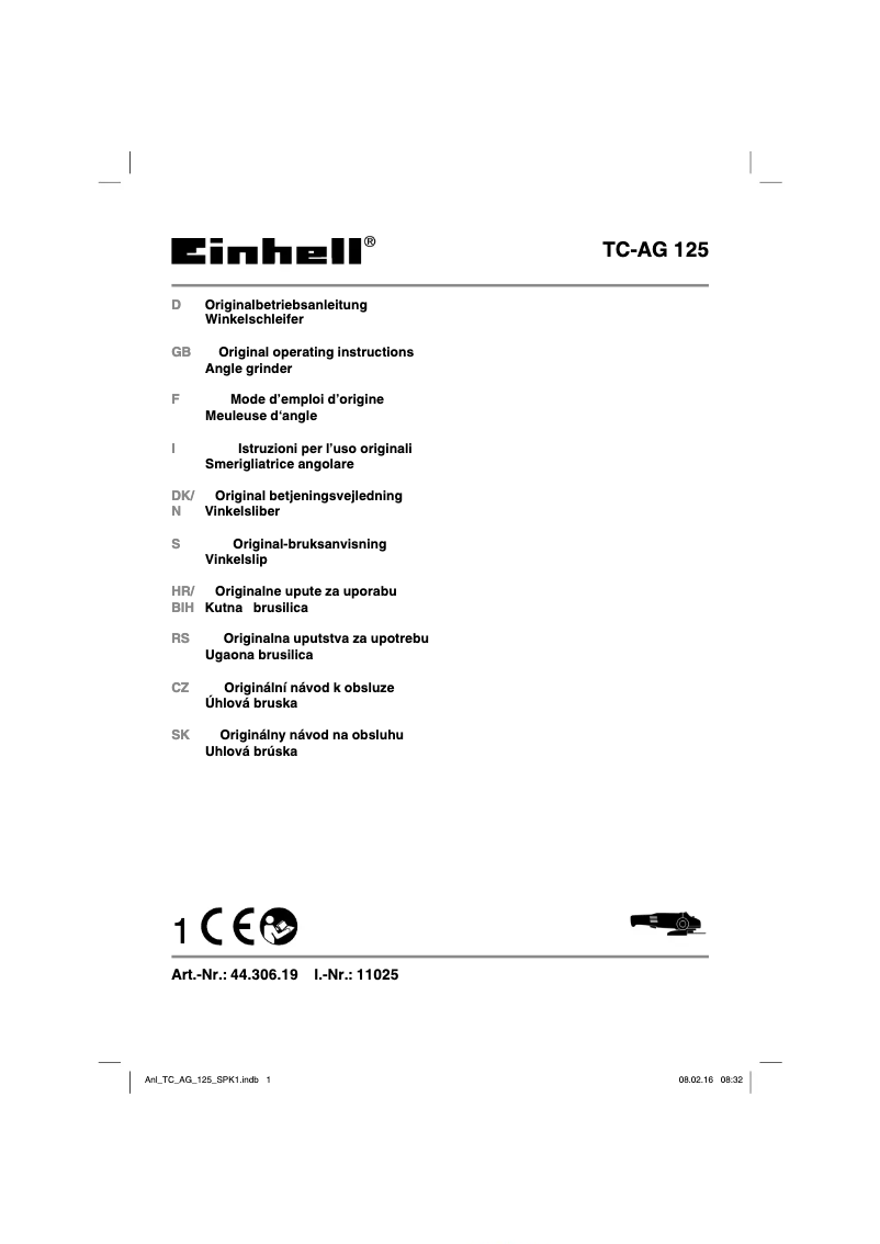 Page 1 of the manual User Manual Einhell TC-AG 125