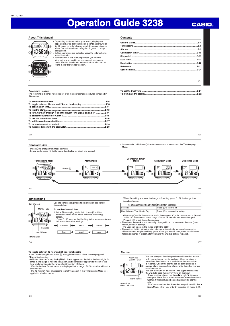 Page 1 of the manual User Manual Casio Collection F-201WAM-7AVEF