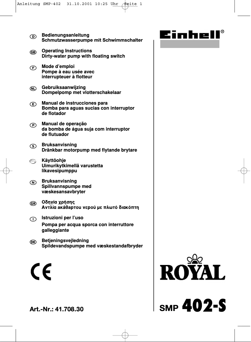 Page 1 of the manual User Manual Einhell Royal SMP 402-S