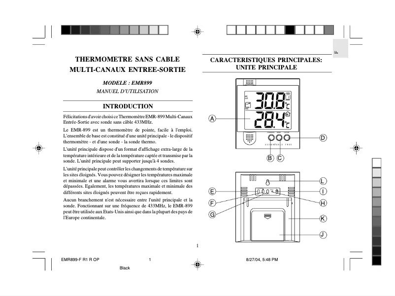 Page 1 of the manual User Manual Oregon Scientific EMR899