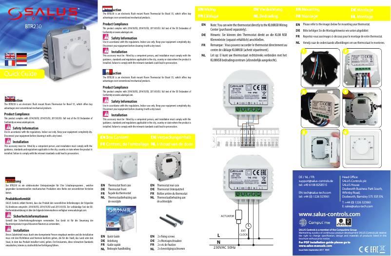Page 1 of the manual User Manual Salus BTR230