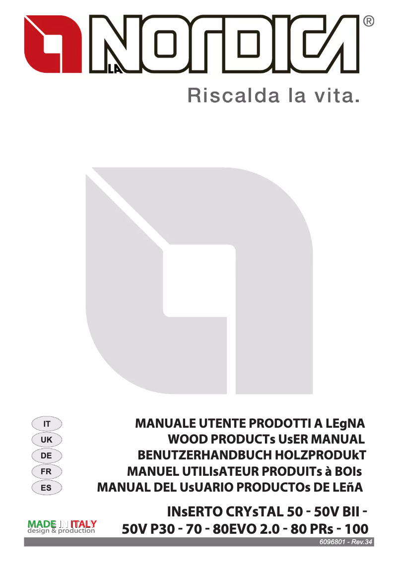 First page image of the manual for Inserto 70 Crystal