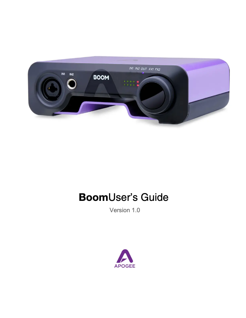 Page 1 of the manual User Manual Apogee Boom