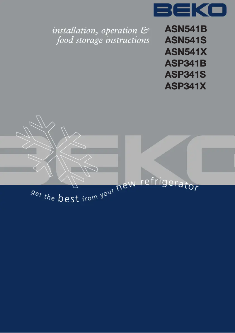 Page 1 of the manual User Manual Beko ASN 541 S