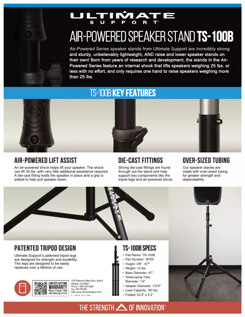 Page 1 of the manual User Manual Ultimate Support TS-100B