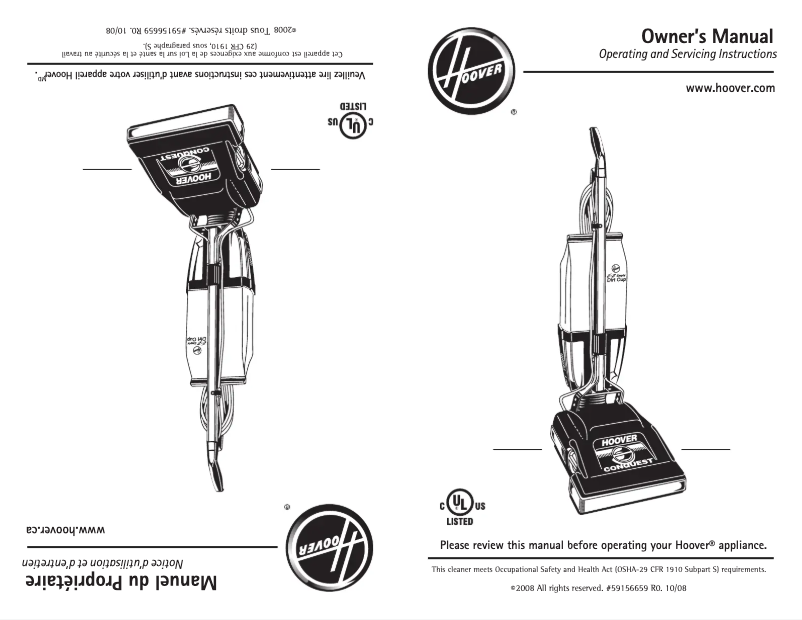 First page image of the manual for Commercial Conquest C1800