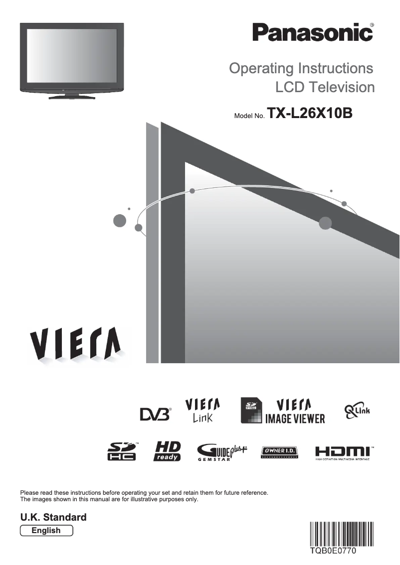 Page 1 of the manual User Manual Panasonic Viera TX-L26X10B