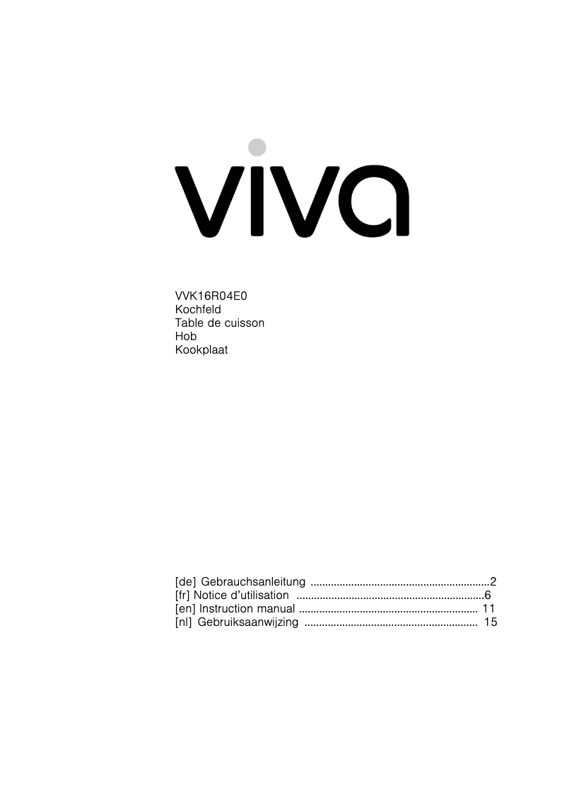 Page 1 of the manual User Manual Viva VVK16R04E0