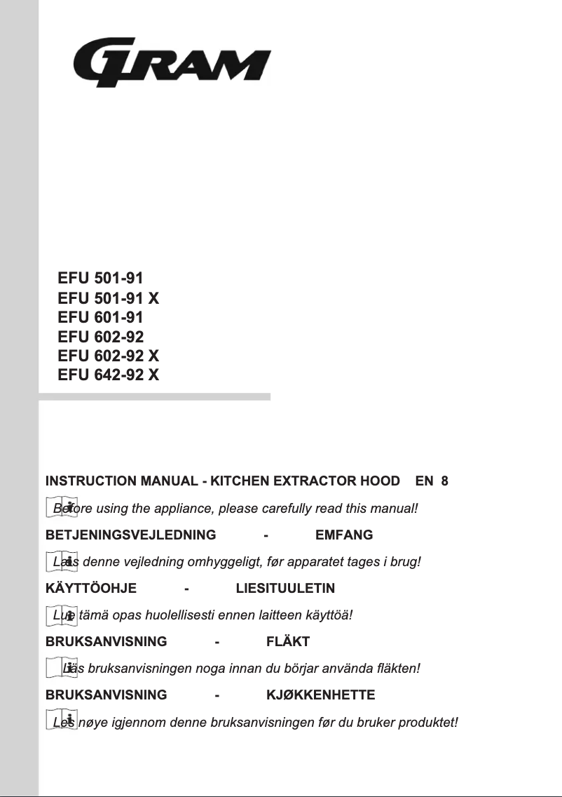 First page image of the manual for EFU 602-92 X
