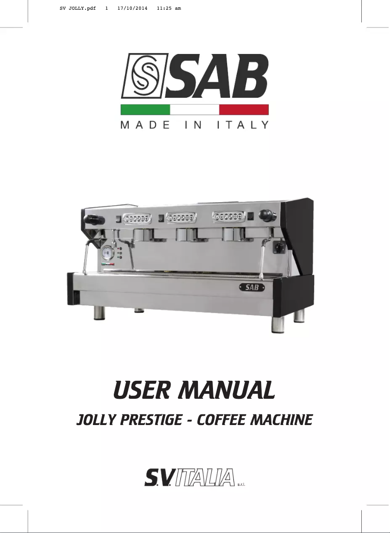 First page image of the manual for Jolly Prestige