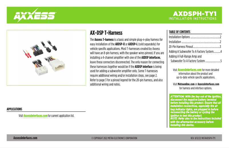 Page 1 of the manual User Manual AXESS AXDSPH-TY1