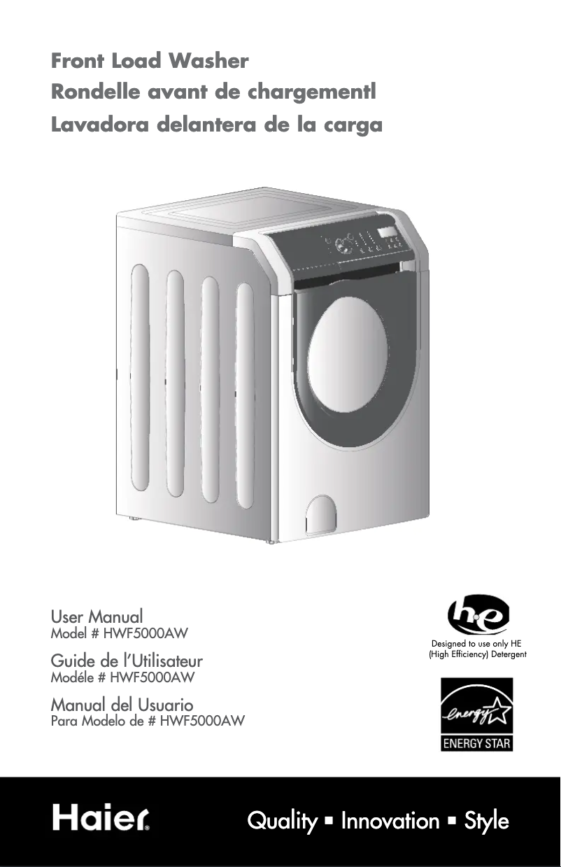 Page 1 of the manual User Manual Haier HWF5000AW