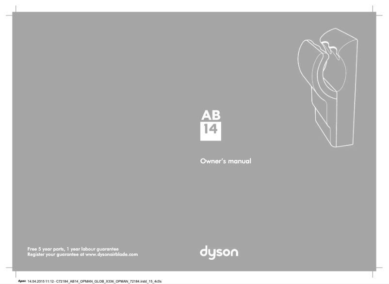 Page 1 of the manual User Manual Dyson Airblade AB14